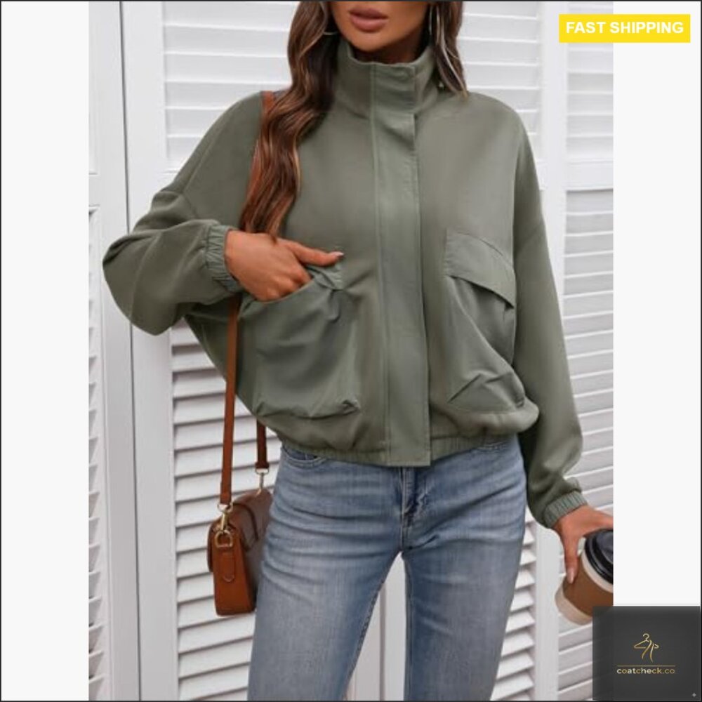 Cropped Oversized Utility Jacket Long Sleeve Zipp… - image 4